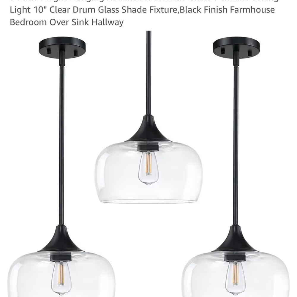 Black and Clear Glass Pendant Light Fixture